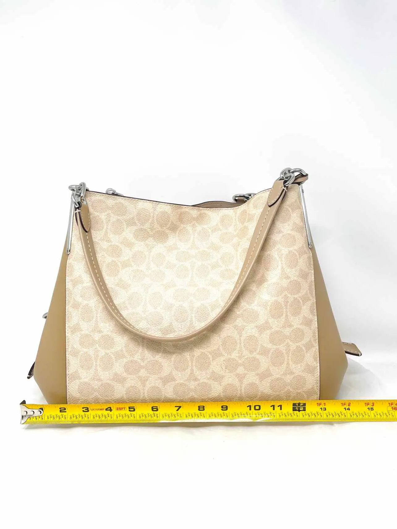 Coach Beige Shoulder Bag Signature AS IS Designer Purse