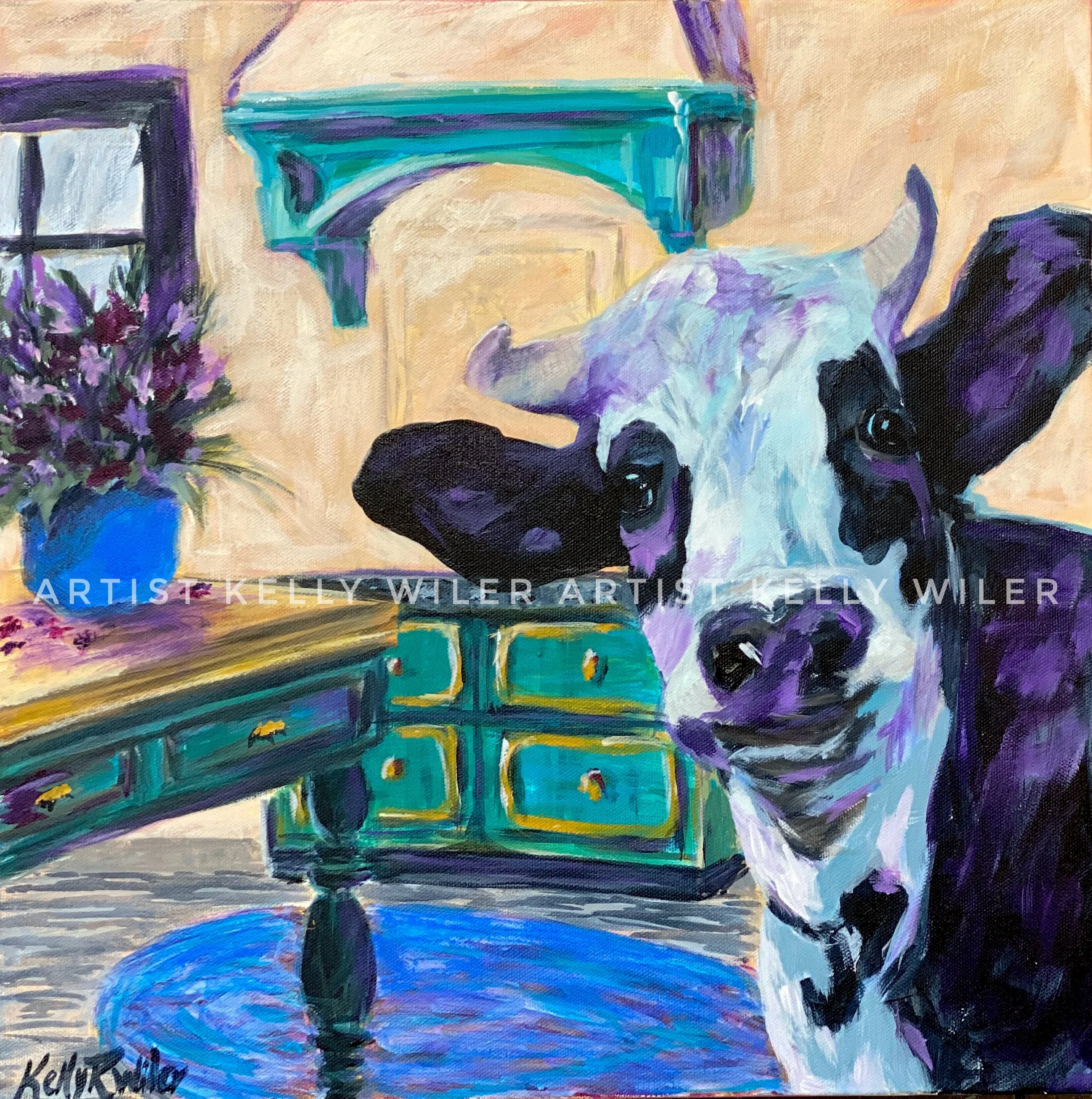 Cow Painting "Late for Dinner"