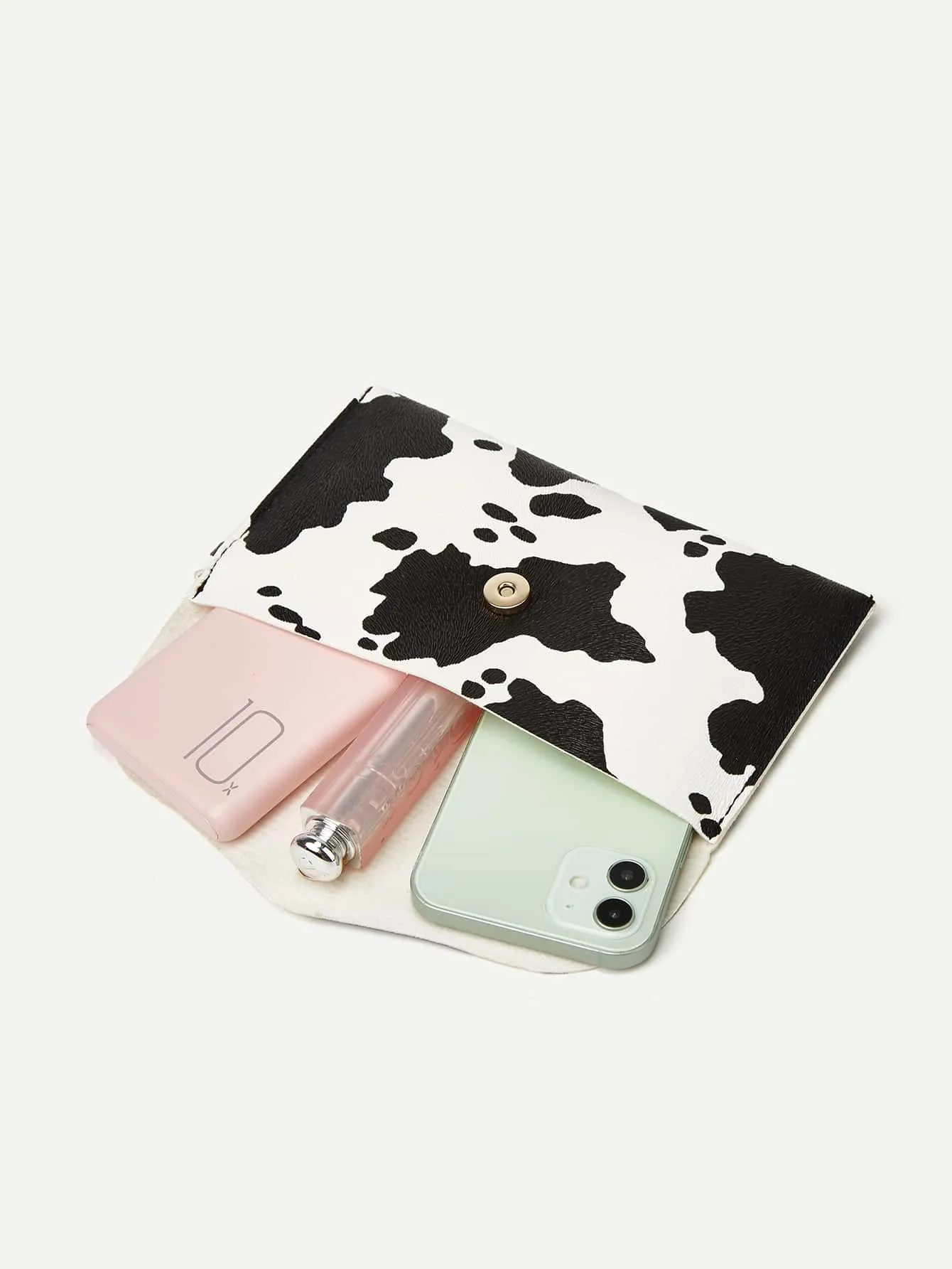 Cow Pattern Flap Clutch Bag