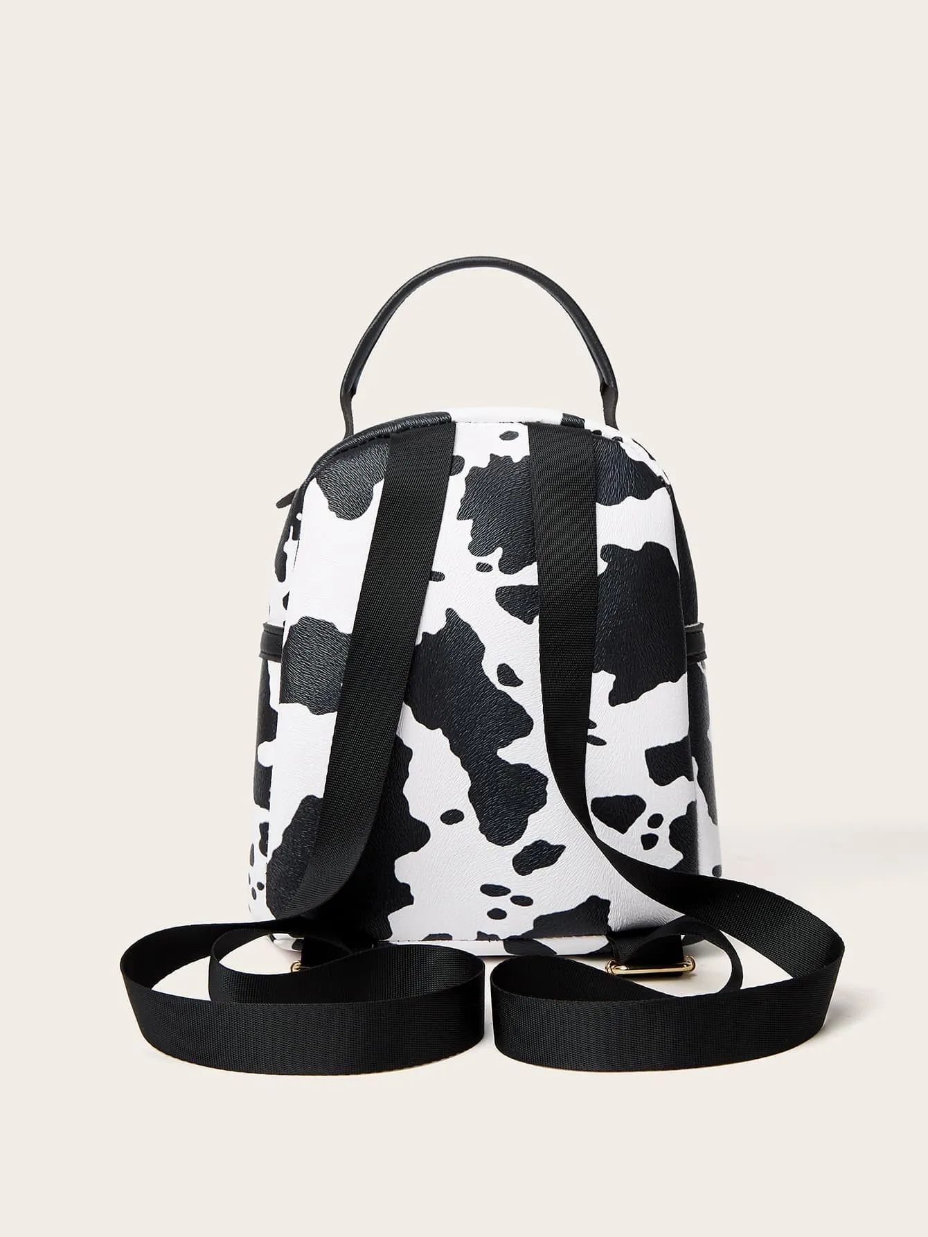 Cow Pattern Pocket Front Backpack