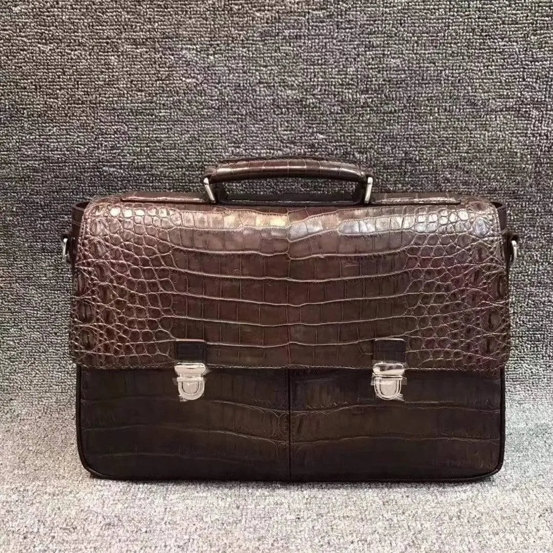 Crocodile Belly Leather Lock  Briefcase