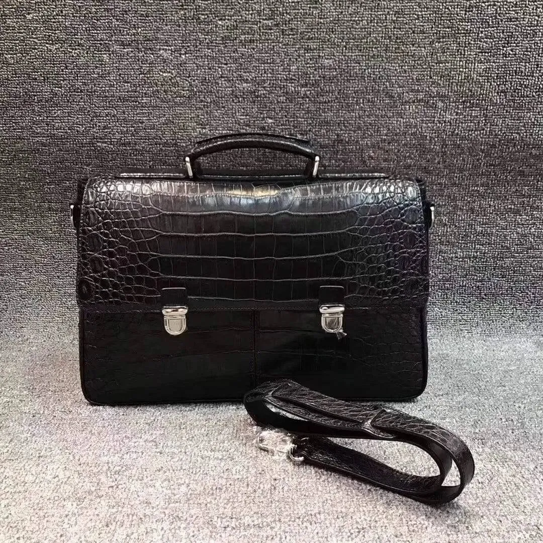 Crocodile Belly Leather Lock  Briefcase