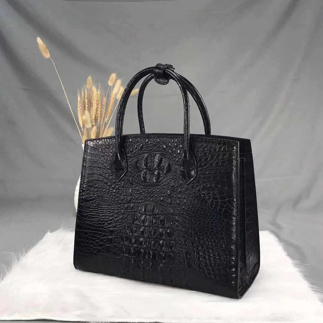 Crocodile Bone Leather Top Handle Handle Bags