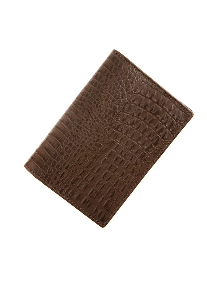 Crocodile Print Leather Passport Holder with RFID Blocking