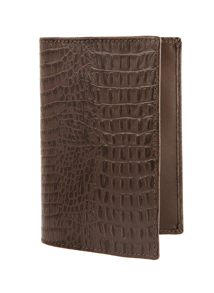 Crocodile Print Leather Passport Holder with RFID Blocking