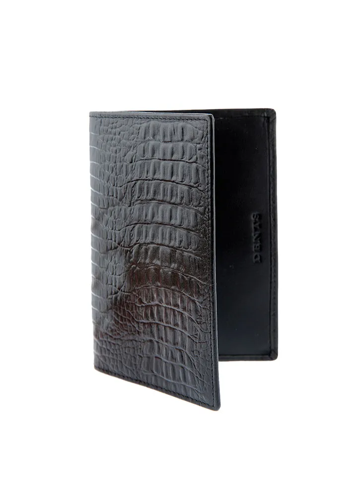 Crocodile Print Leather Passport Holder with RFID Blocking