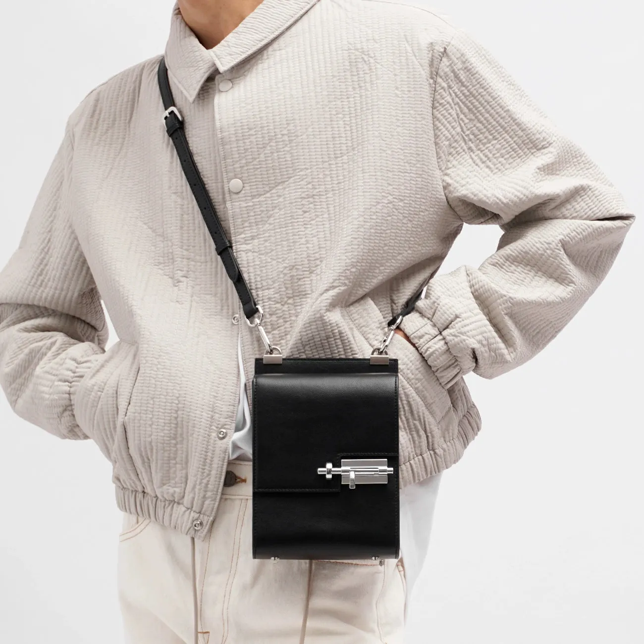 Crossbody Box Bag with Metal Latch-Lock Clasp