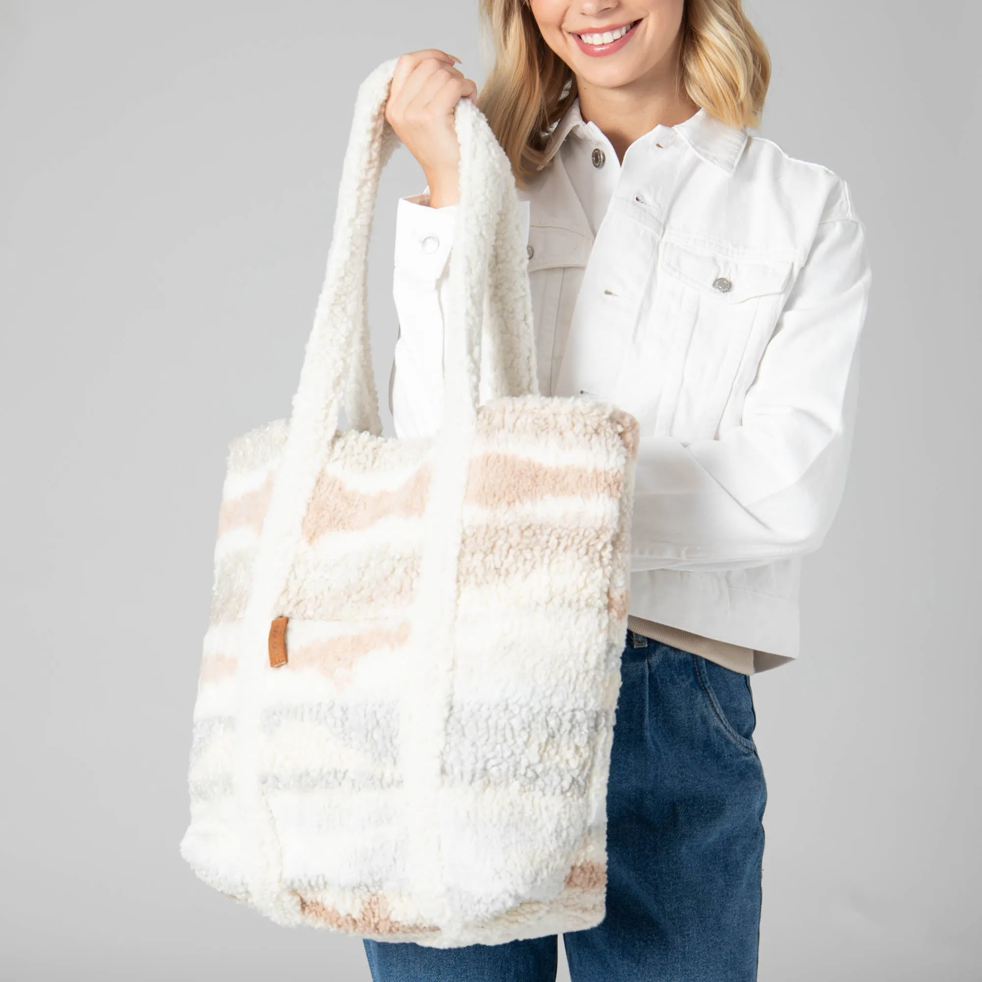 Cuddle Up Faux Shearling Tote