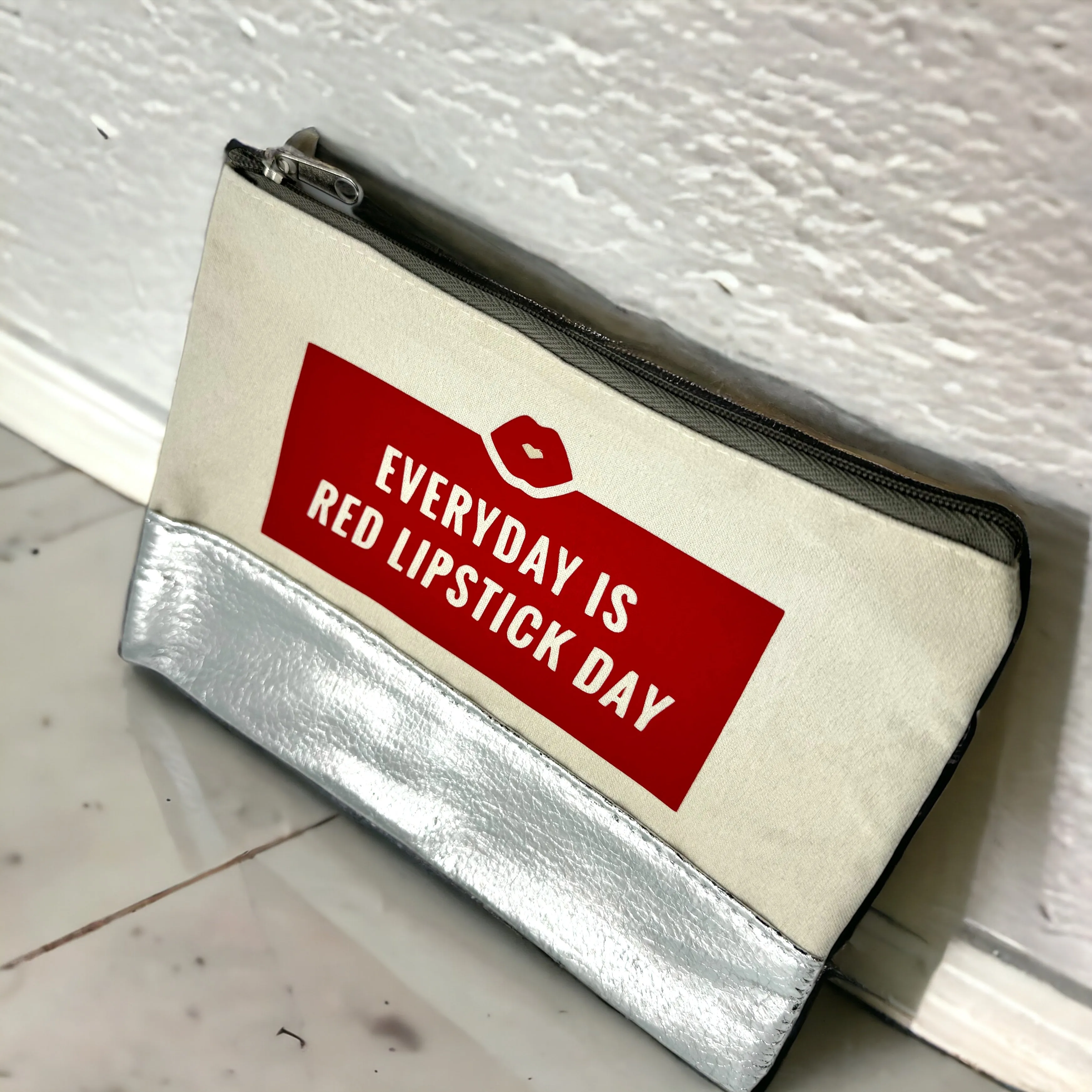 Custom Cosmetic Bag with Unique Sayings - Brand New! “Red Lipstick Day.”