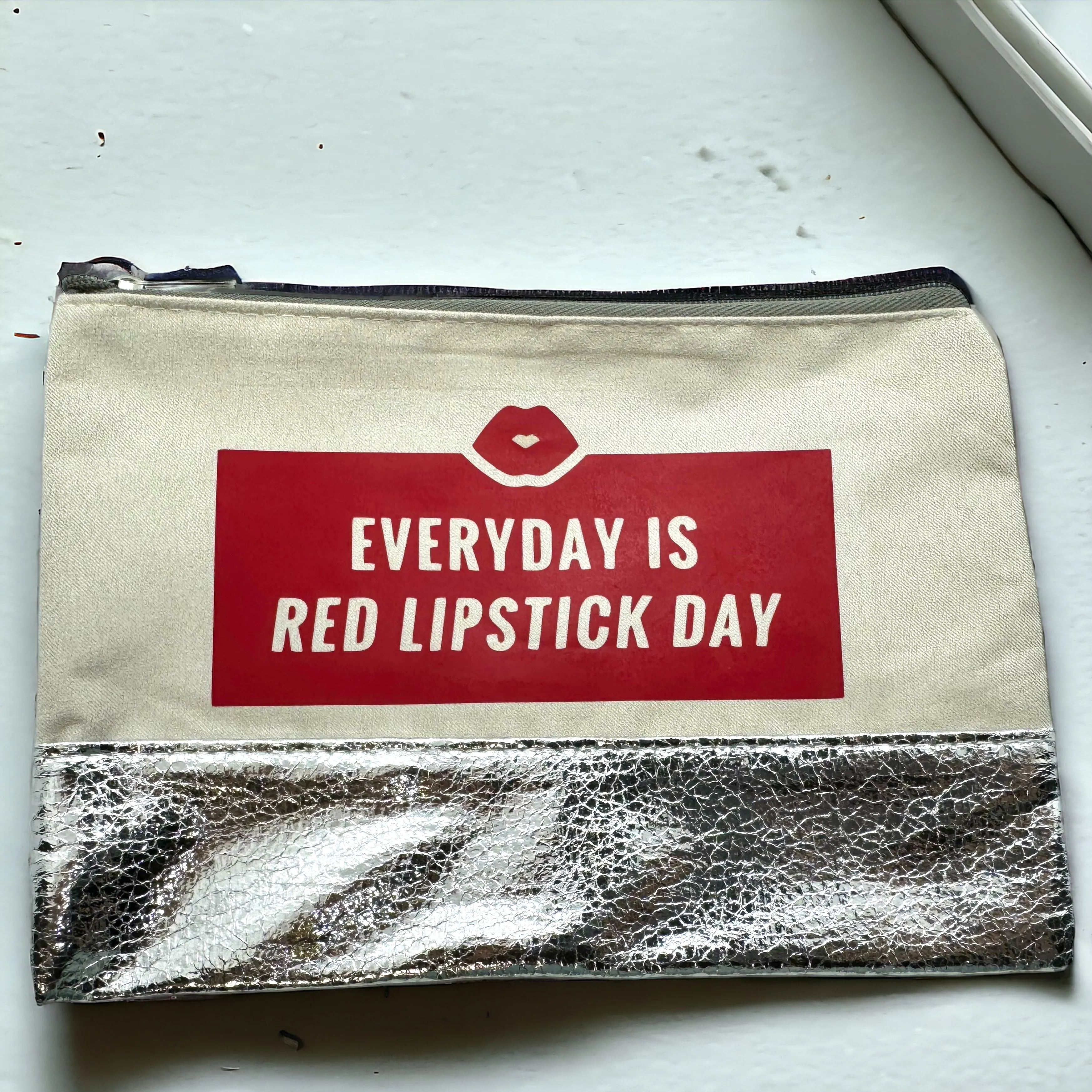 Custom Cosmetic Bag with Unique Sayings - Brand New! “Red Lipstick Day.”