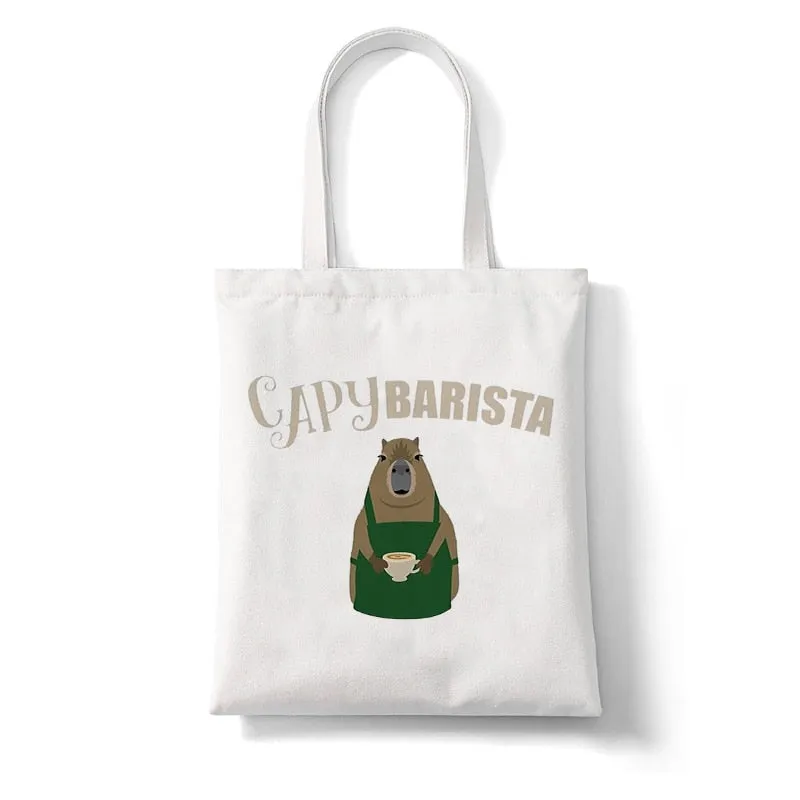 Cute Capybara Reusable Canvas Tote Bag