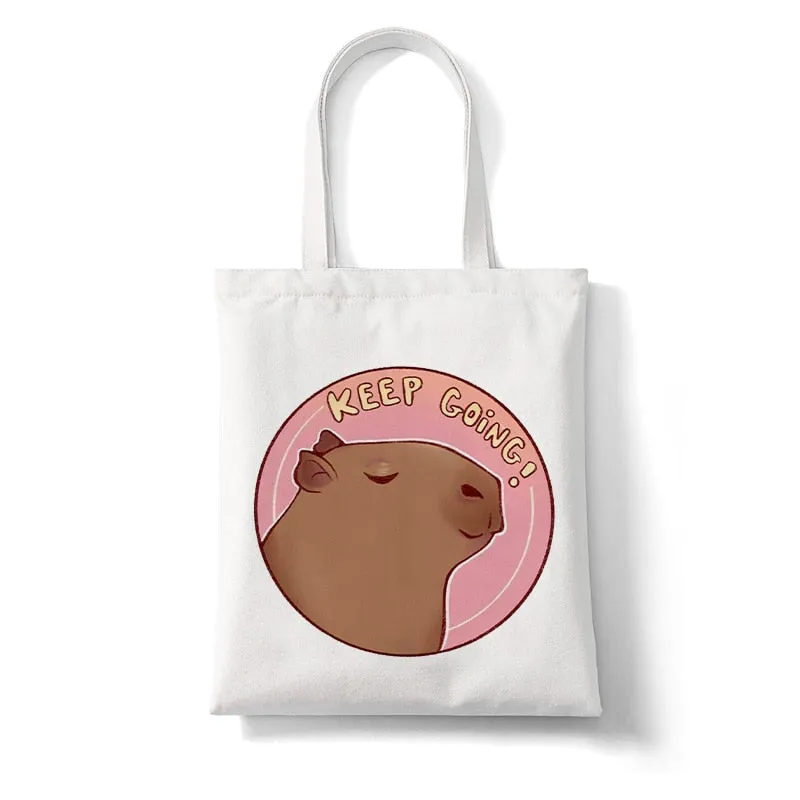 Cute Capybara Reusable Canvas Tote Bag