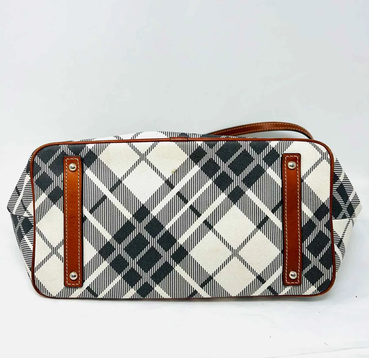 Dooney & Bourke Black/White Shoulder Bag Plaid Leather AS IS Designer Tote