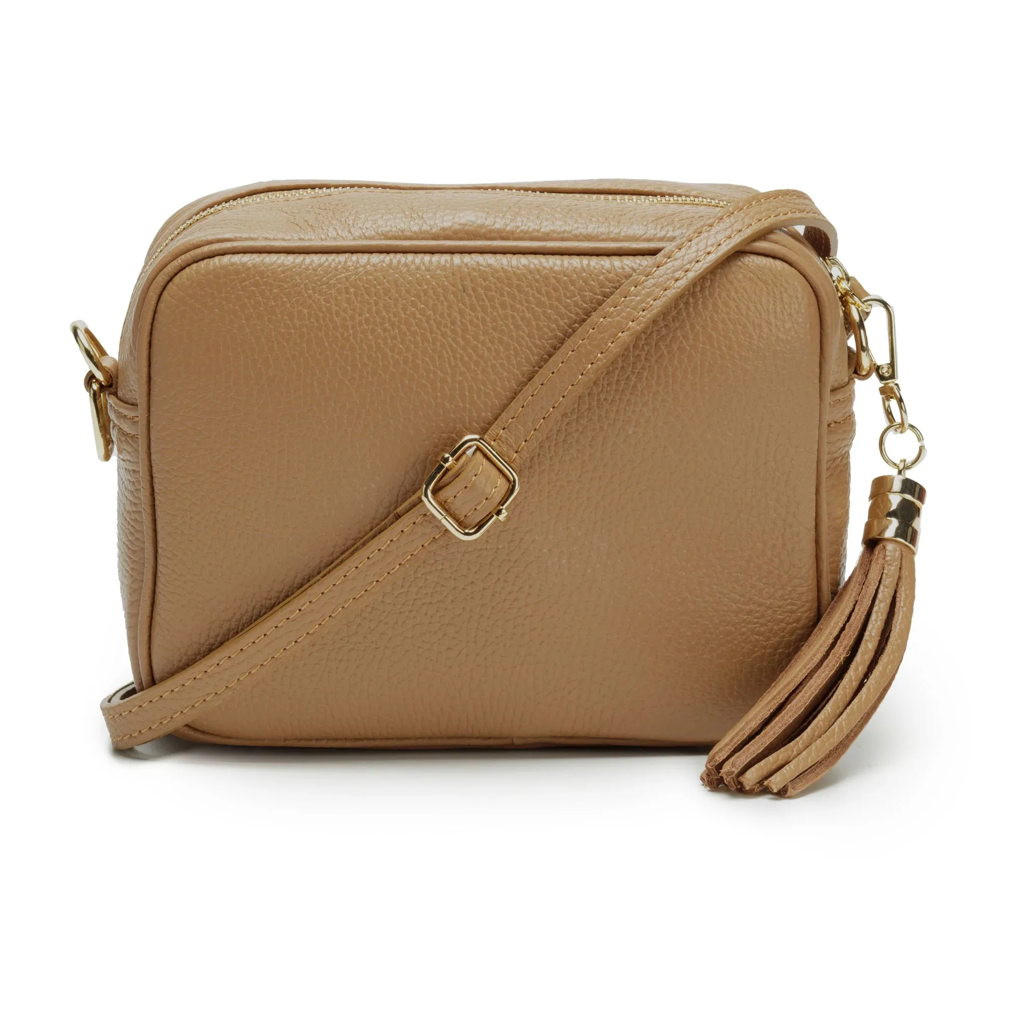 Elie Beaumont Camel Leather Crossbody Bag