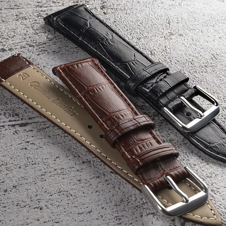 Embossed Cowhide Strap Brown