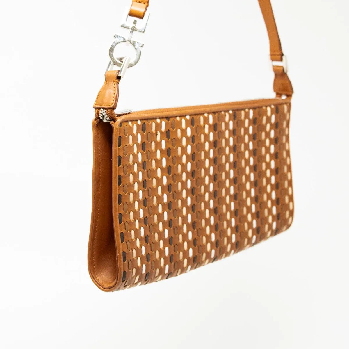 Ferragamo Brown Woven Baguette Bag