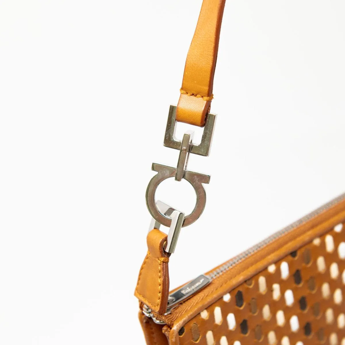 Ferragamo Brown Woven Baguette Bag