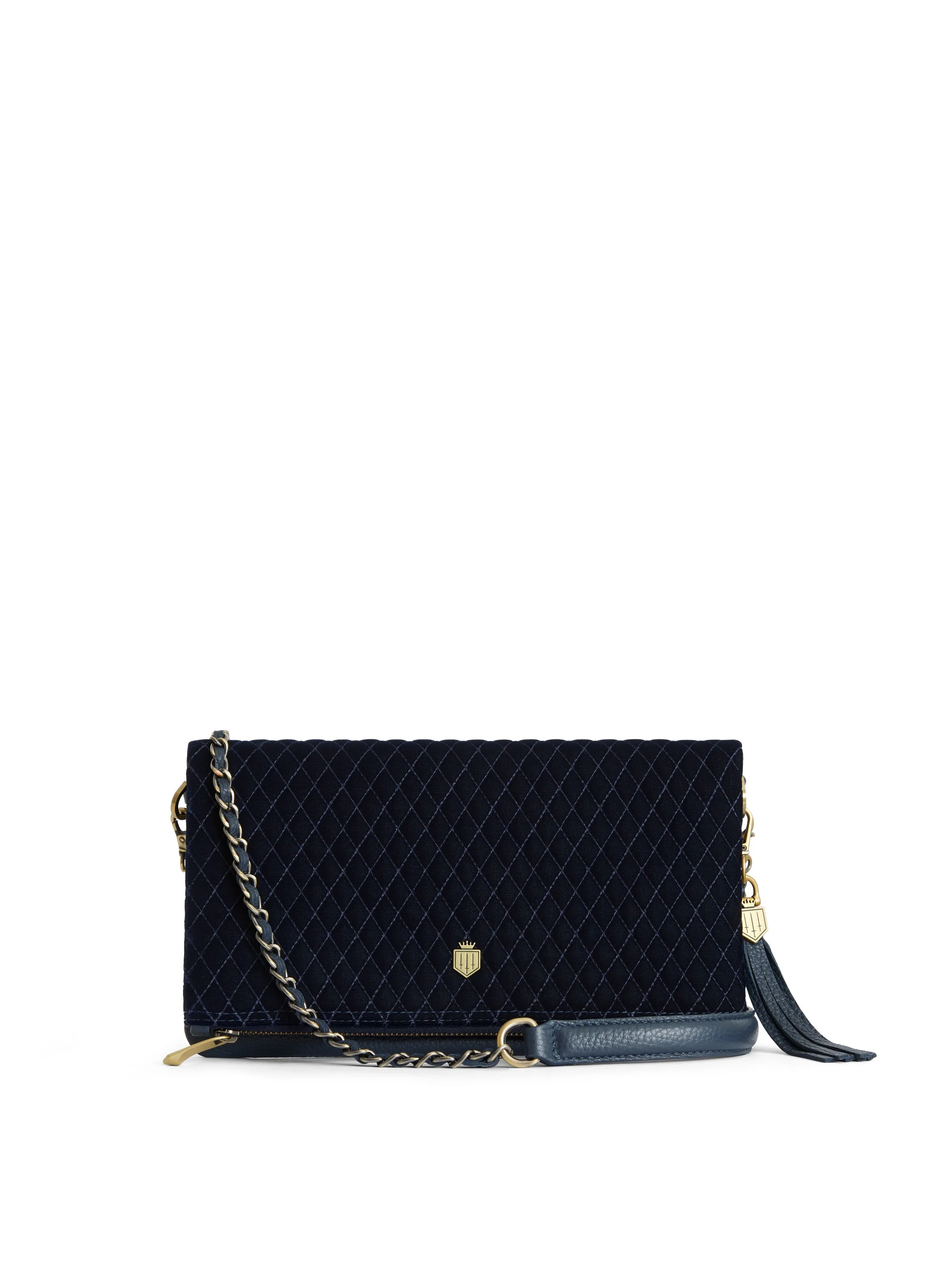 Finsbury Clutch - Quilted Navy Velvet