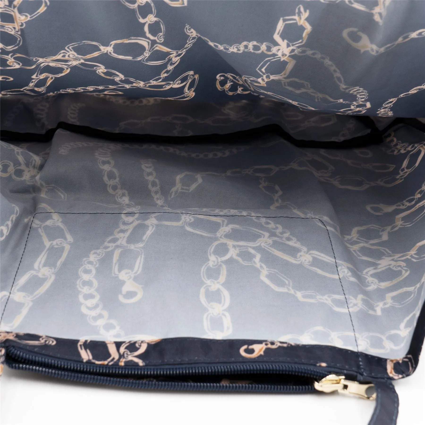 Fiorelli Swift Navy Verona Print Packaway Foldable Nylon Shopper Tote Bag