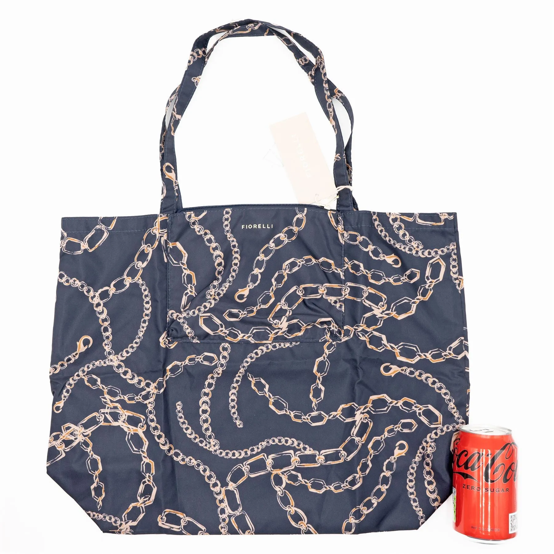 Fiorelli Swift Navy Verona Print Packaway Foldable Nylon Shopper Tote Bag