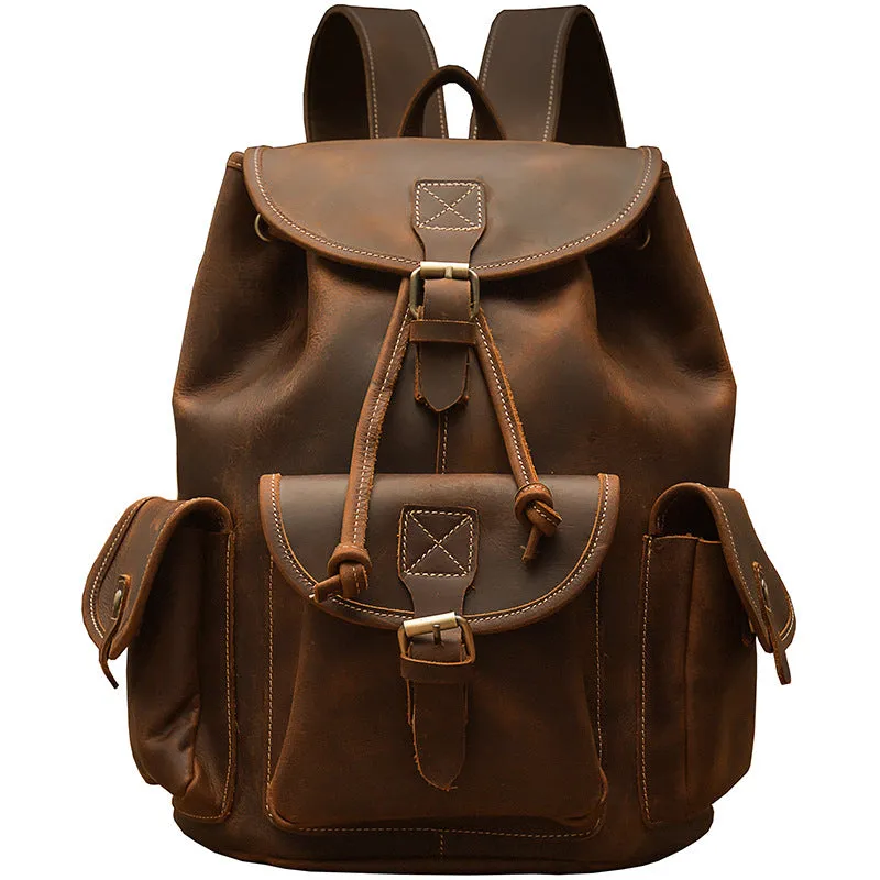 Handmade Crazy Horse leather retro backpack