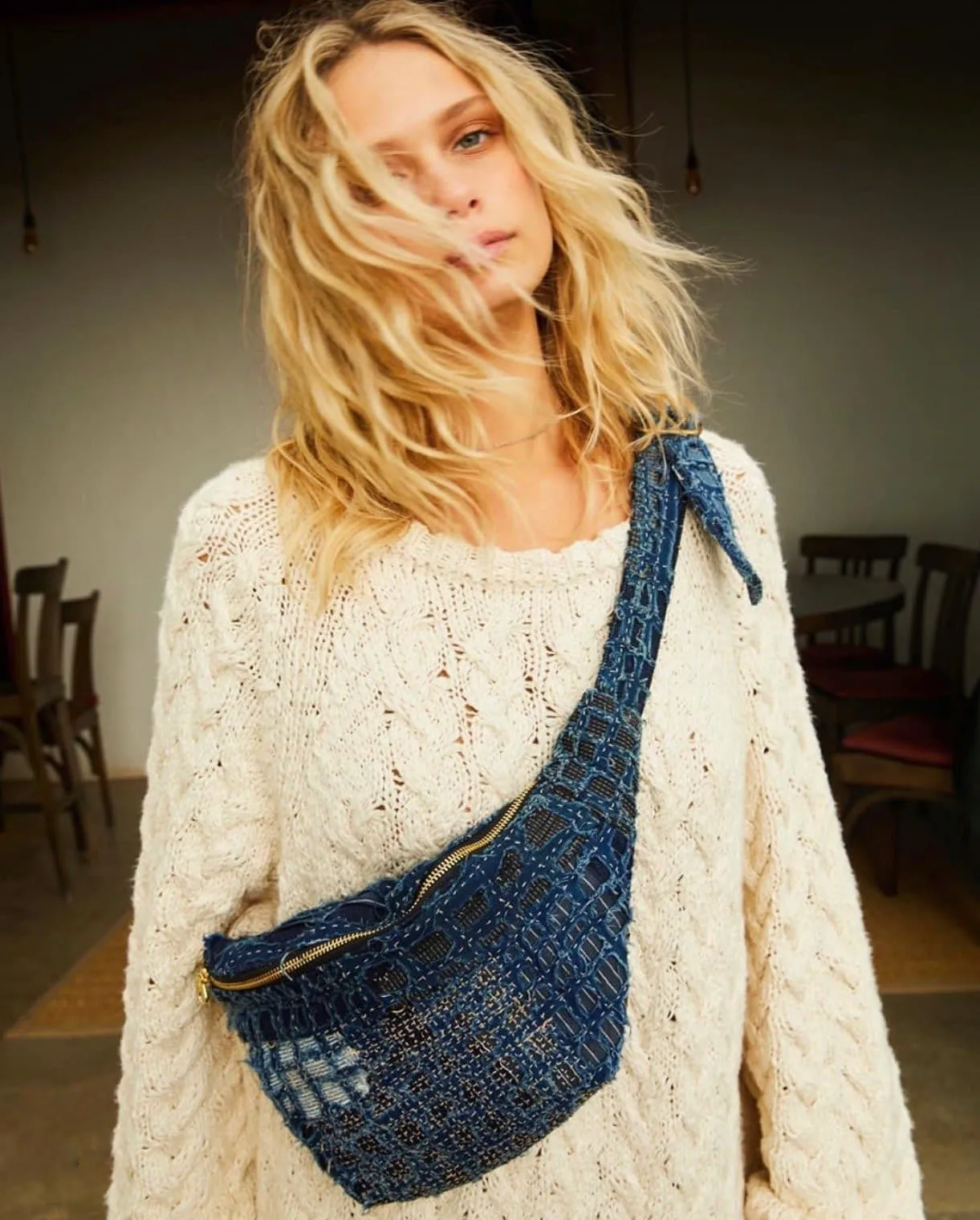 Indigo Patchwork Belt Bag