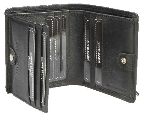 Johnny Black Chicago 12CC Stud Closure Leather Wallet - RFID | Black