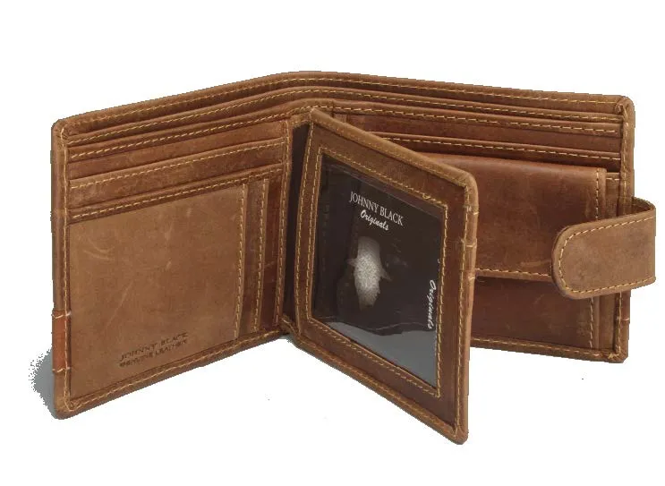 Johnny Black Rugged Leather 9CC Wallet | Brown