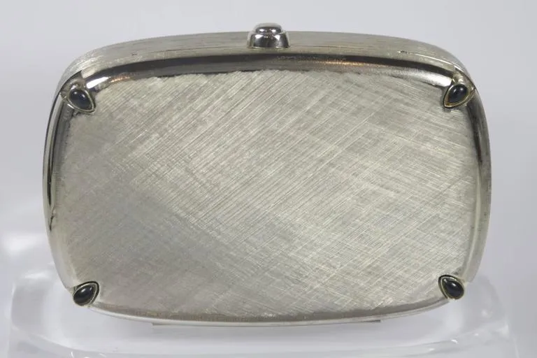 JUDITH LEIBER Brushed Metal Evening Purse with Stone Details