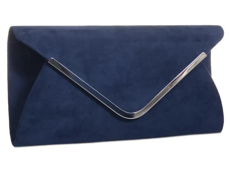 Koko Navy Suedette Envelope Clutch Bag