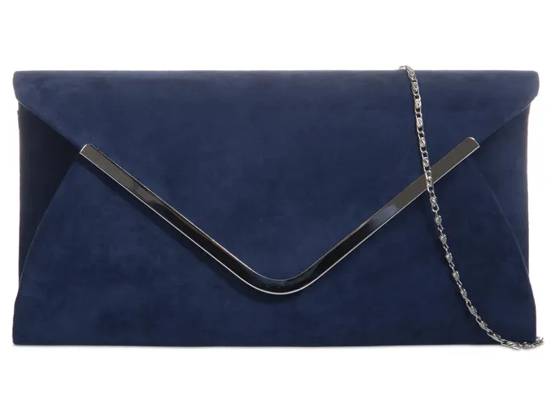 Koko Navy Suedette Envelope Clutch Bag