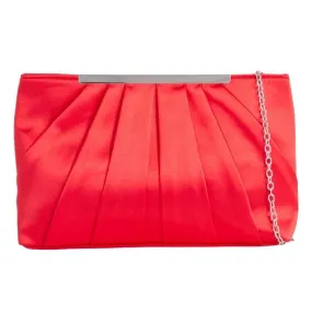 Koko Red Satin Pleated Clutch Bag