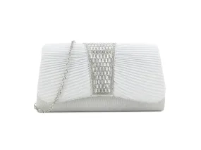 Koko White Clutch Bag with Glitter & Diamante