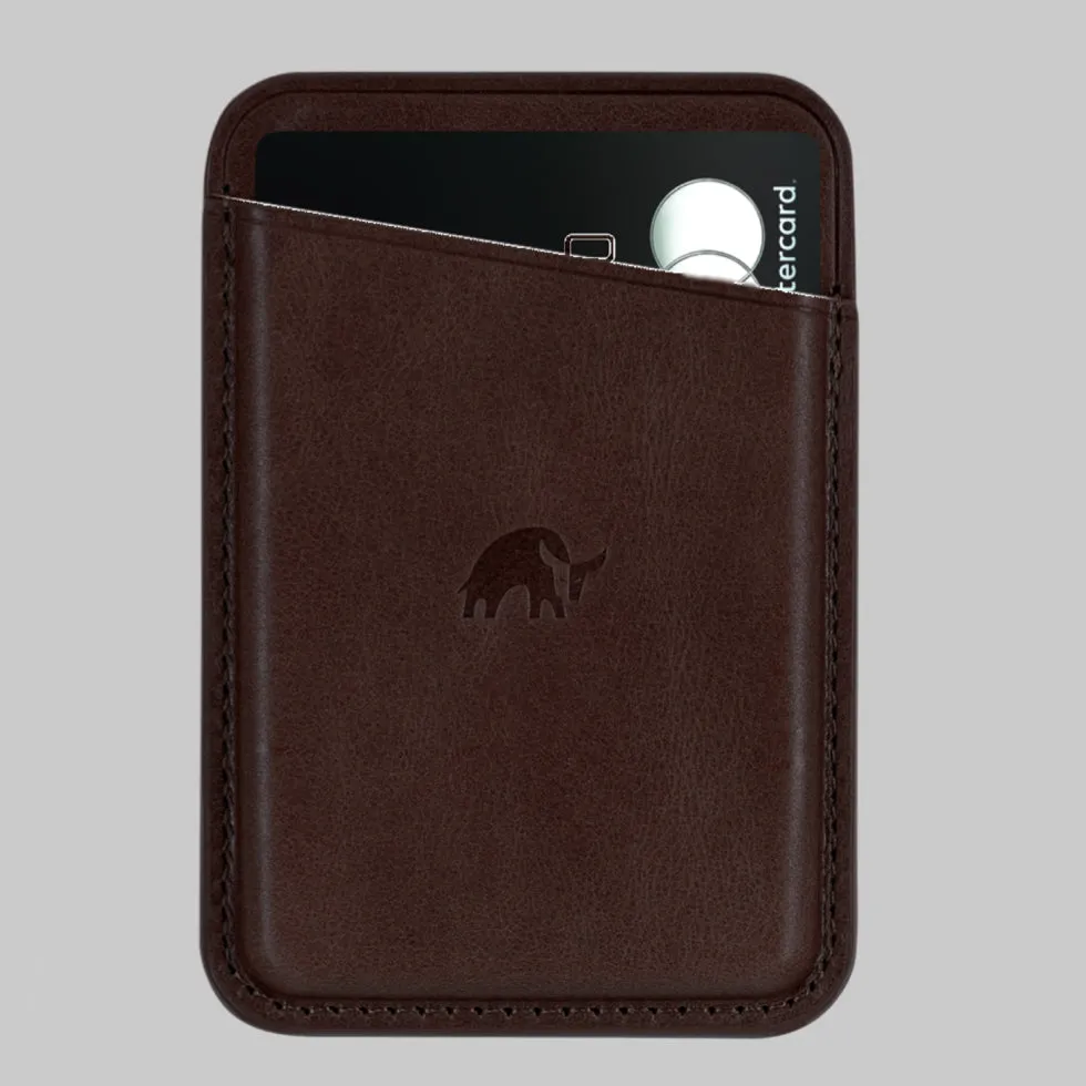 Leather Magnetic Wallet - BOURBON