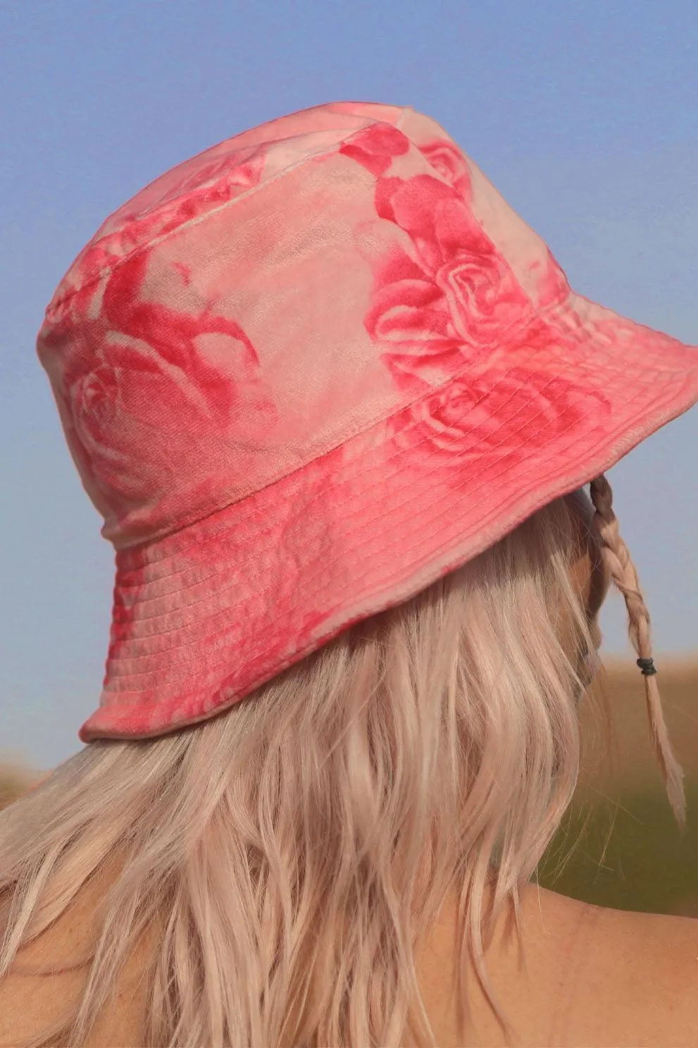 Liaison Velvet Rose Print Floppy Bucket Hat