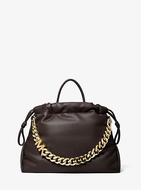 Lina Medium Logo Faux Leather Tote Bag