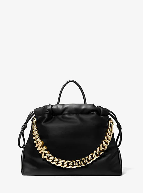 Lina Medium Logo Faux Leather Tote Bag