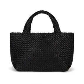 Lusso: Black Woven Leather Handbag