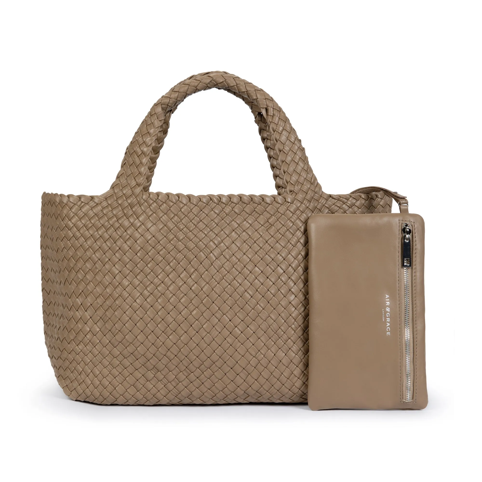 Lusso: Taupe Woven Leather Handbag