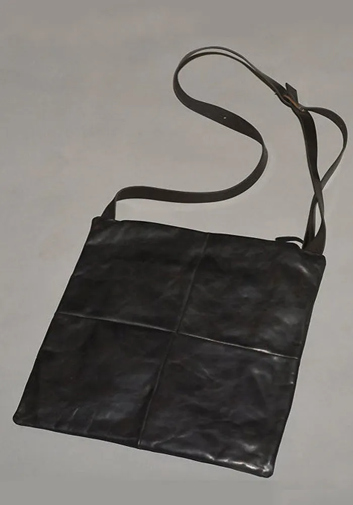 m.a  by Maurizio Amadei LEATHER MESSENGER BAG BLACK