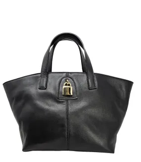 Madison Maison x Joan Hornig Black Leather Lock Tote Bag