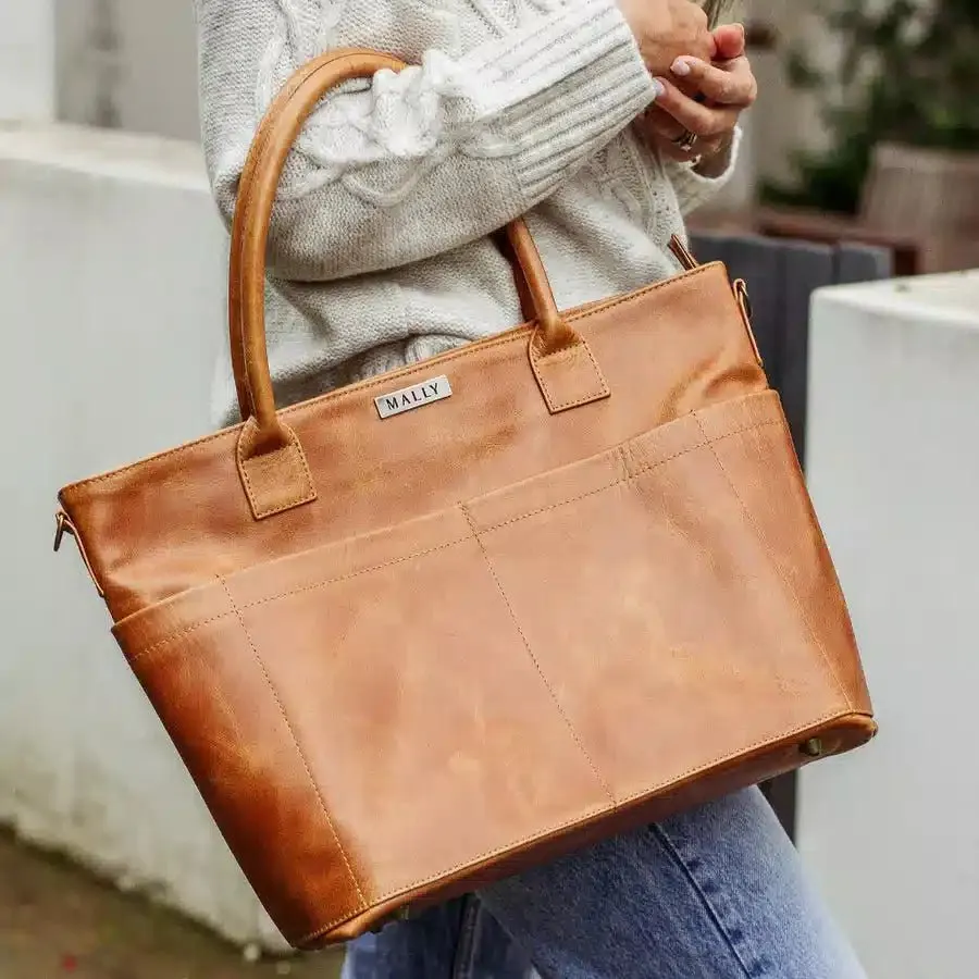 Mally Beula Leather Baby Bag | Toffee