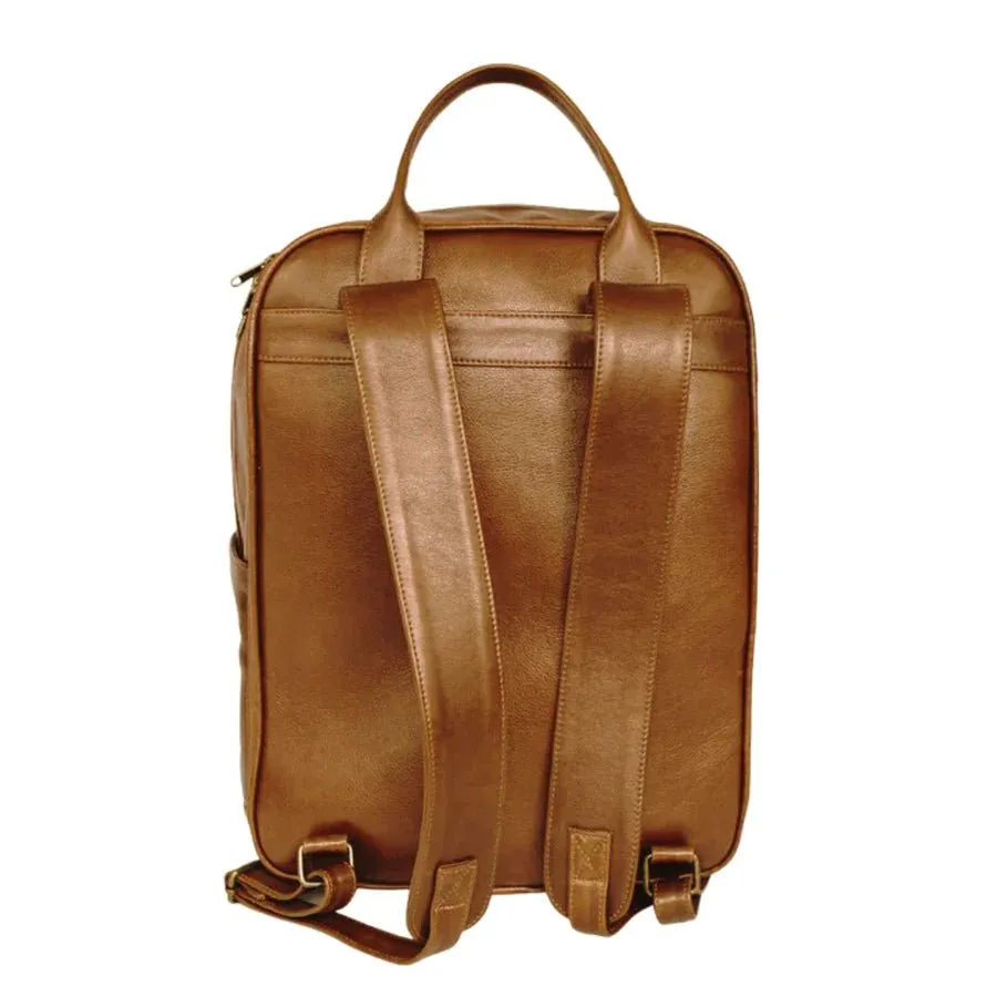 Mally Hunter Leather Laptop Backpack | Toffee