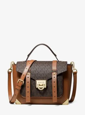 Manhattan Medium Leather and Logo Satchel