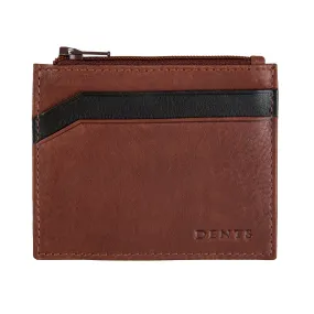 Men's Two-Colour Pebble Grain Leather Card Holder with RFID Blocking and Zipped Pocket