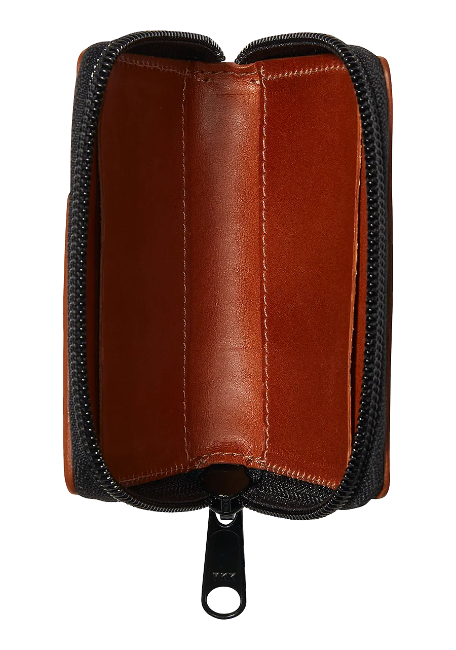 Orbit Zip Card Leather Wallet - Saddle