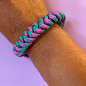 Para cord snake bracelet pink and turquoises