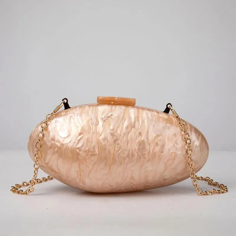 Pearl Acrylic Clutch Bag - Champagne