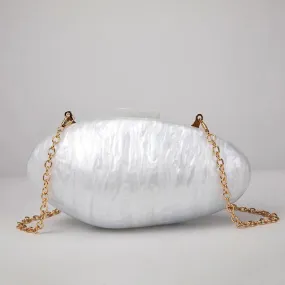 Pearl Acrylic Clutch Bag - White