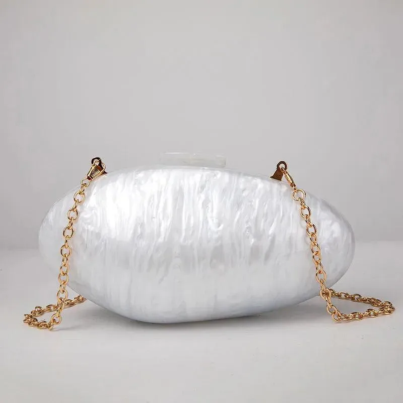 Pearl Acrylic Clutch Bag - White